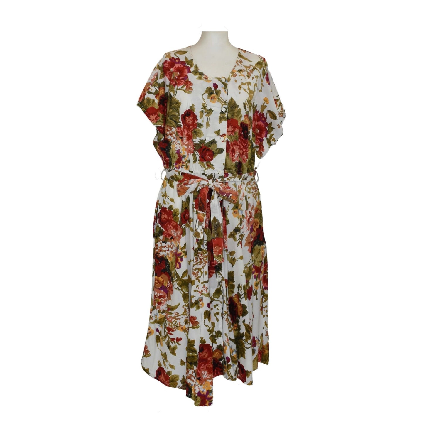 1980’s Floral Cotton Belted Dress | Vintage