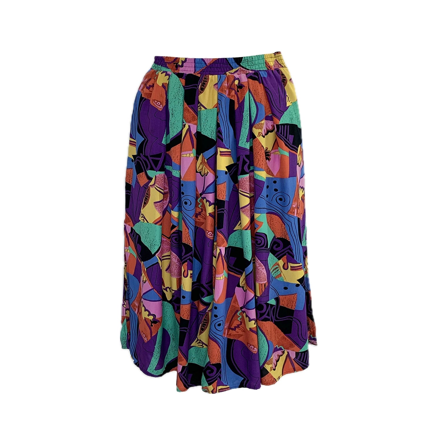 1990’s Abstract Crazy Print Viscose Skirt | Preloved