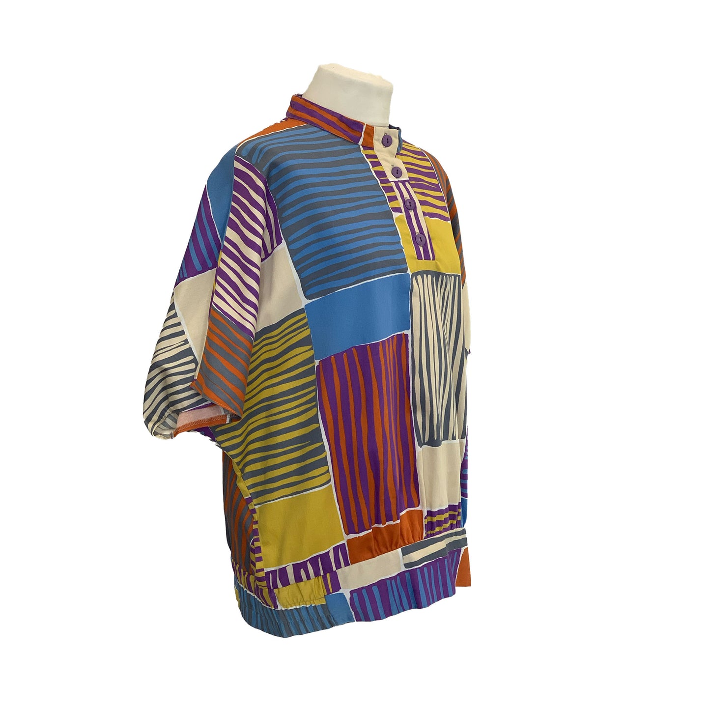 1990’s Multicolour Abstract Print Oversized Batwing Top | Preloved