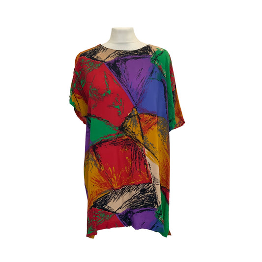 1990’s Y2K Colourful Abstract Painterly Print Loose Fit Top | Preloved