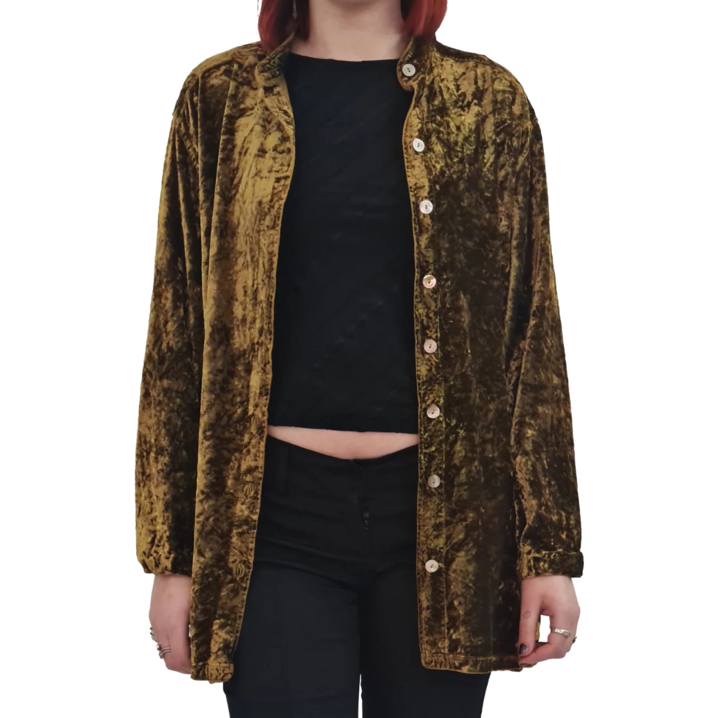 Marina Avraam Longline Velvet Shirt | Vintage