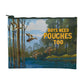 A pouch with a duck flying over water in a forest on the front. The text reads: Boys need pouches too 