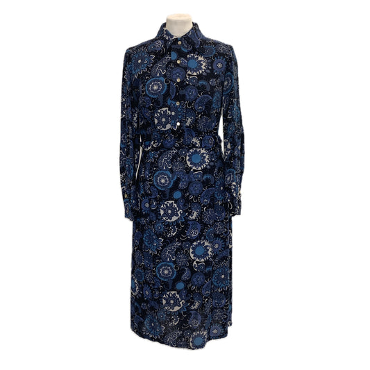 1970’s Blue Paisley Wool Dress | Vintage