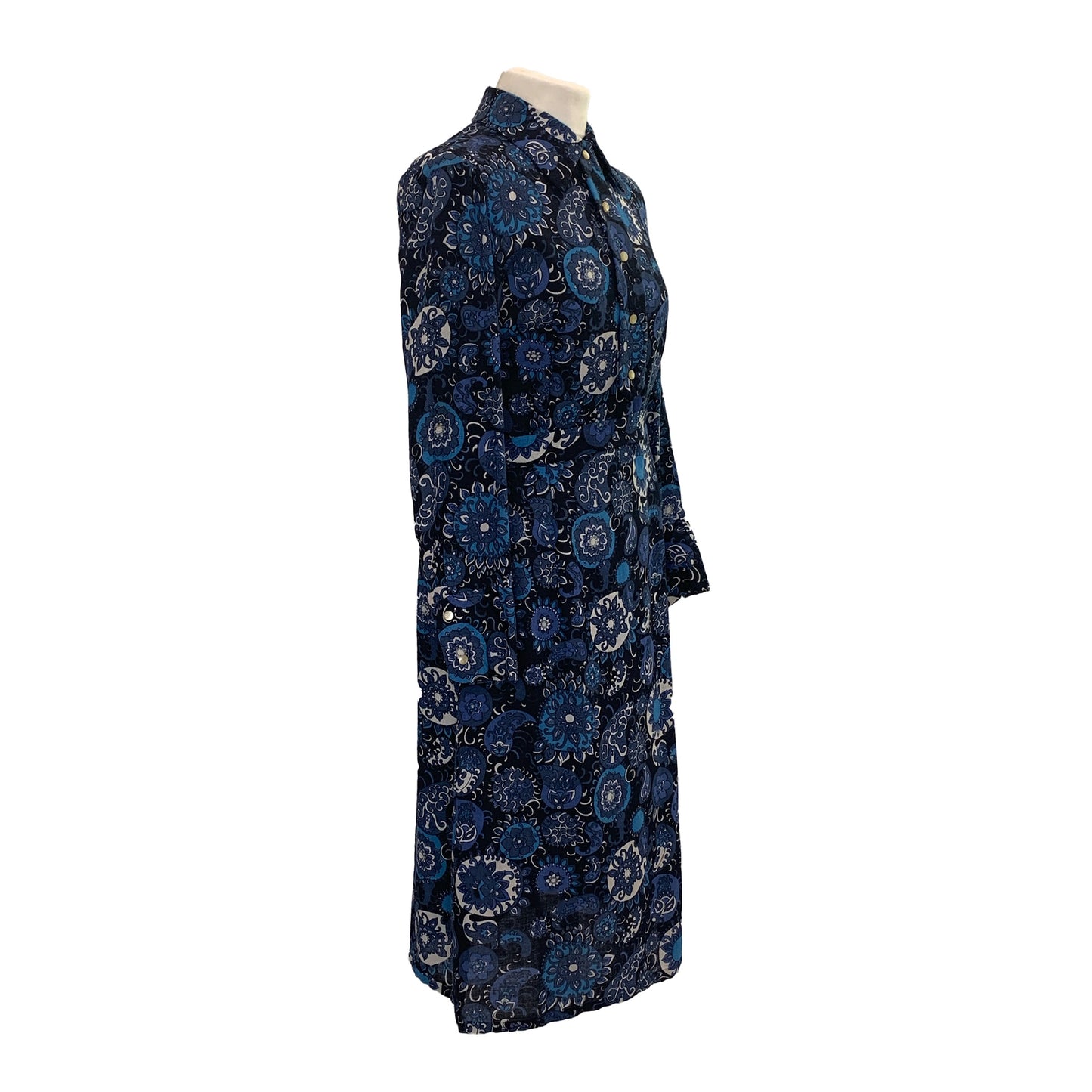 1970’s Blue Paisley Wool Dress | Vintage