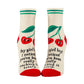 white and red women's crew socks with text on that reads: Hey girl, i noticed you've been really rocking it lately 