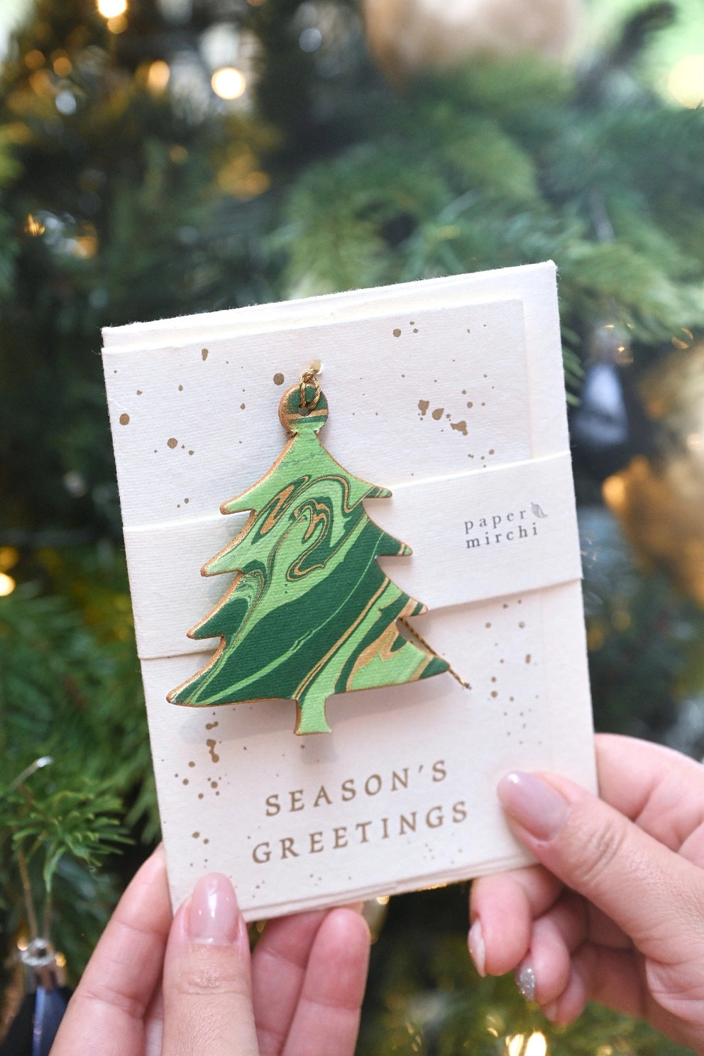 Tree Emerald | Marble Ornament Greeting Card