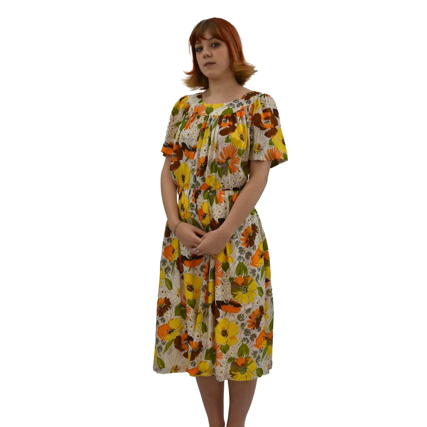 80's Silk Blend Abstract Floral Print Dress | Vintage