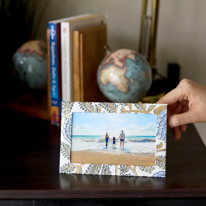 Marigold Glitz Blue Stone | Photo Frame Keepsake Greeting Card