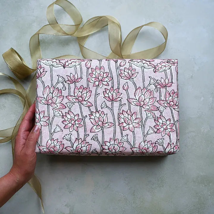 Lotus Pink Earth | Paper Mirchi Block Printed Wrapping Paper