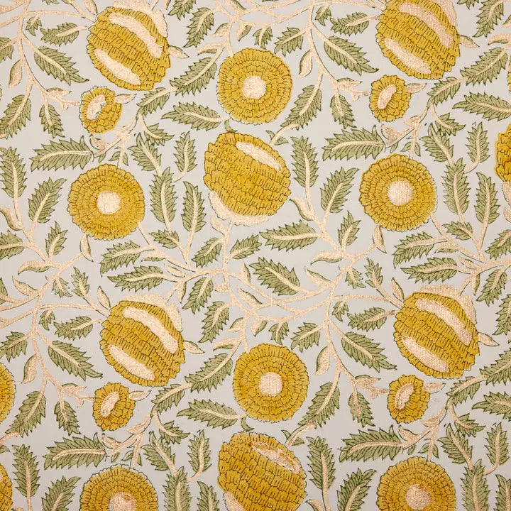 Marigold Glitz Sunshine | Paper Mirchi Block Printed Wrapping Paper