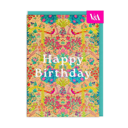 V&A Neon Floral Ornate Garden | Greeting Card