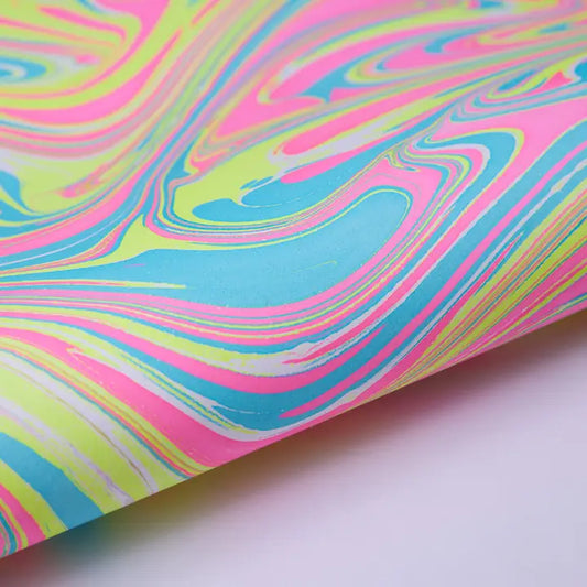 Neon Waves | Paper Mirchi Hand Marbled Wrapping Paper