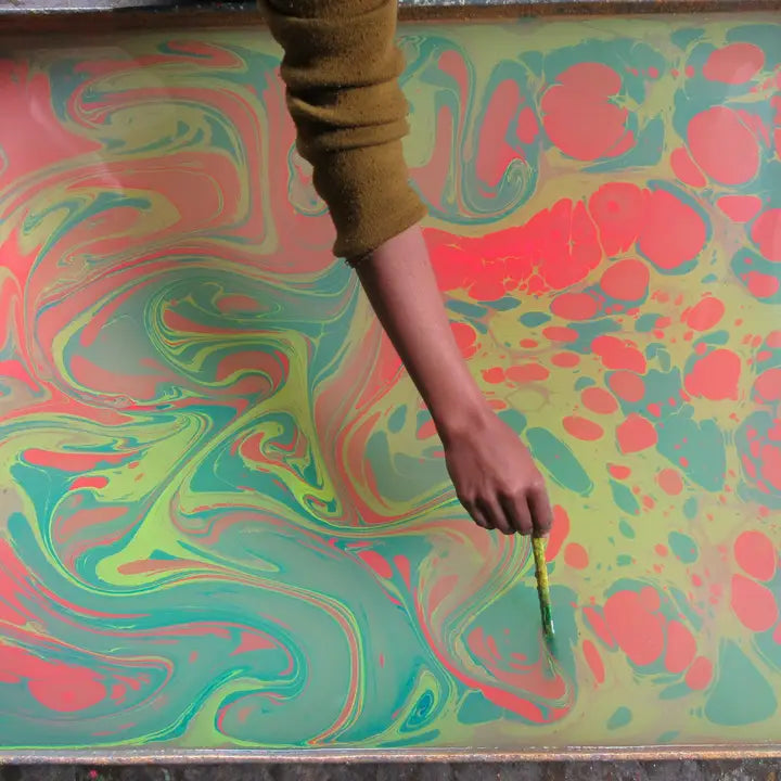 Neon Waves | Paper Mirchi Hand Marbled Wrapping Paper