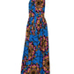 Dutch Wax Print Vivid Blue And Pink Maxi Dress | Vintage