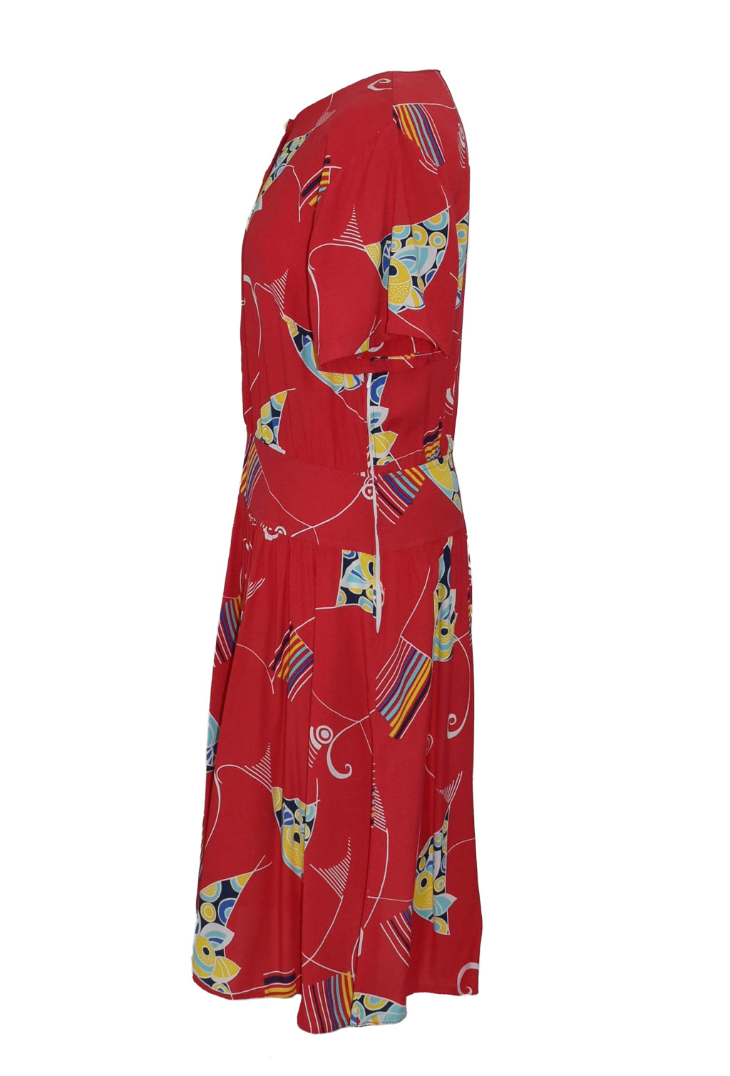 1980’s Abstract Fish Print Red Summer Dress | Vintage