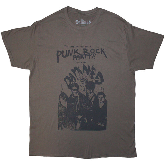 Gray t-shirt featuring The damned graphic design and text on a white background