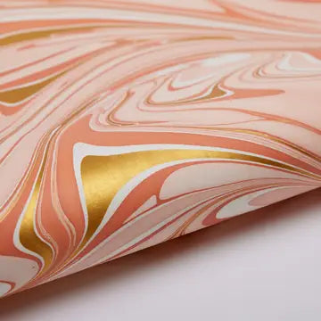 Waves Coral | Paper Mirchi Hand Marbled Wrapping Paper