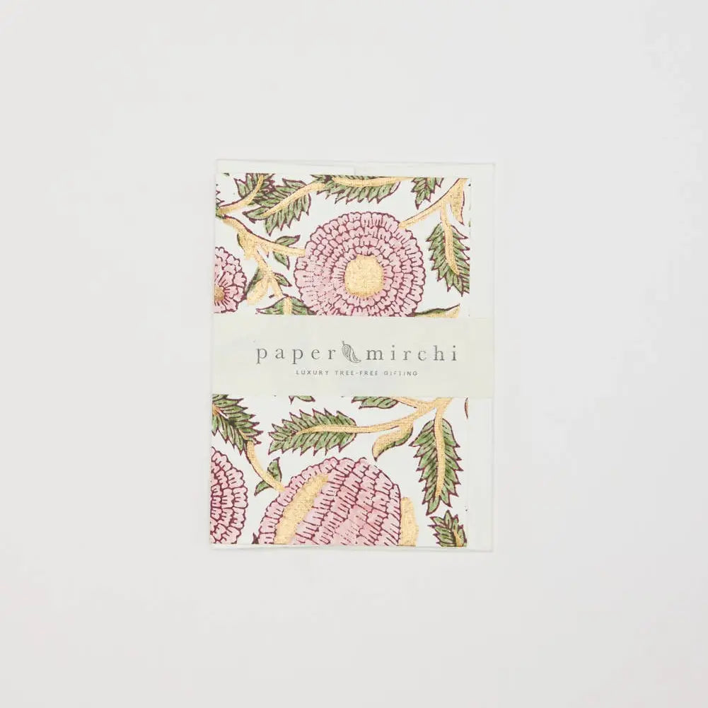 Marigold Glitz Blush | Paper Mirchi Block Printed Greeting Card