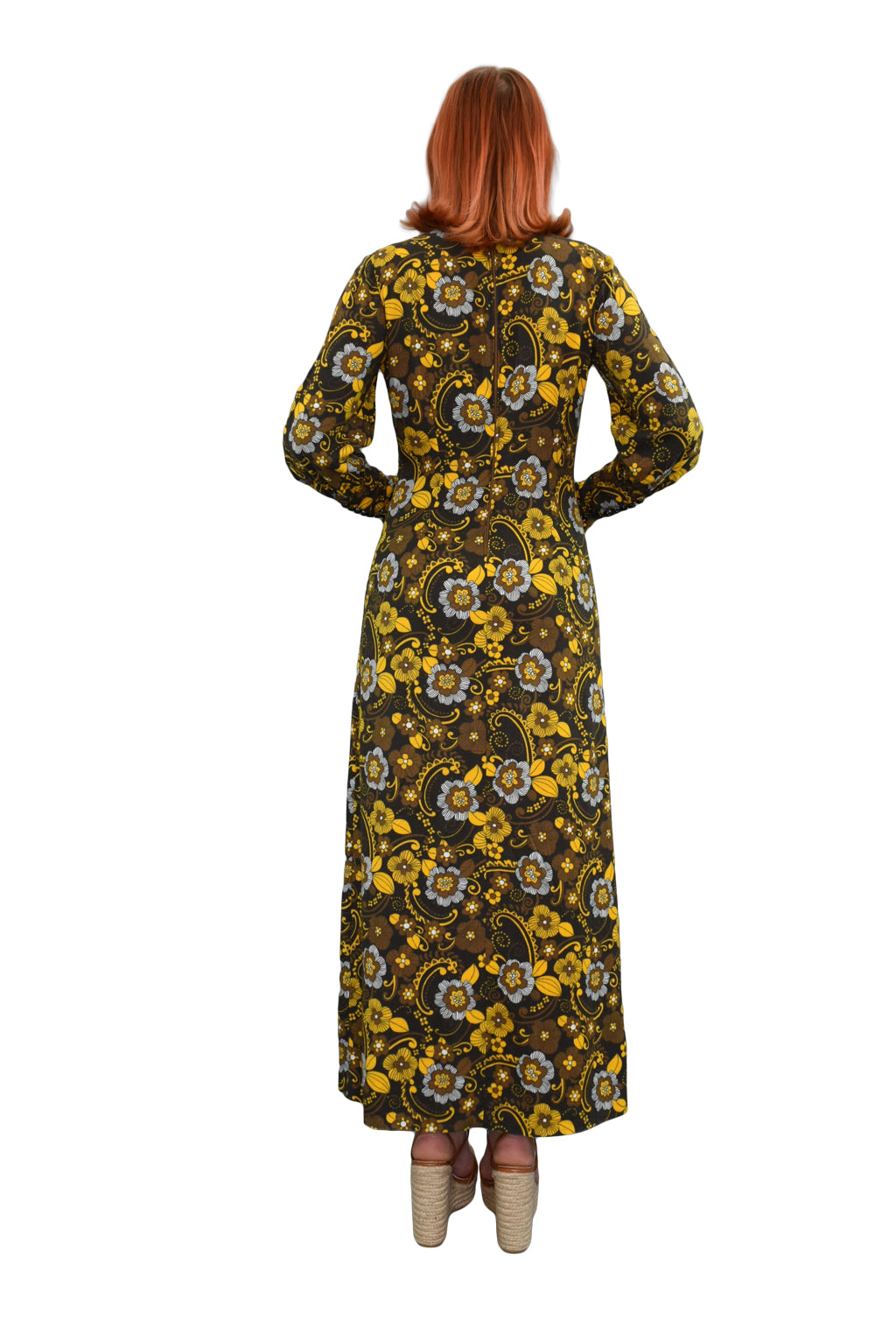 1970’s Flower Power Long Sleeve Maxi Dress | Vintage