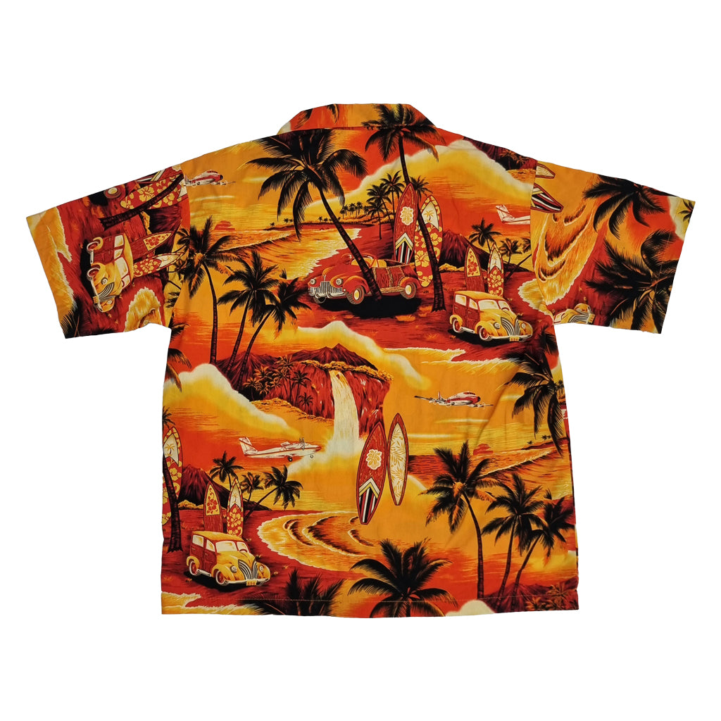 Royal Hawaiian Aloha Orange Wagons Shirt | Vintage