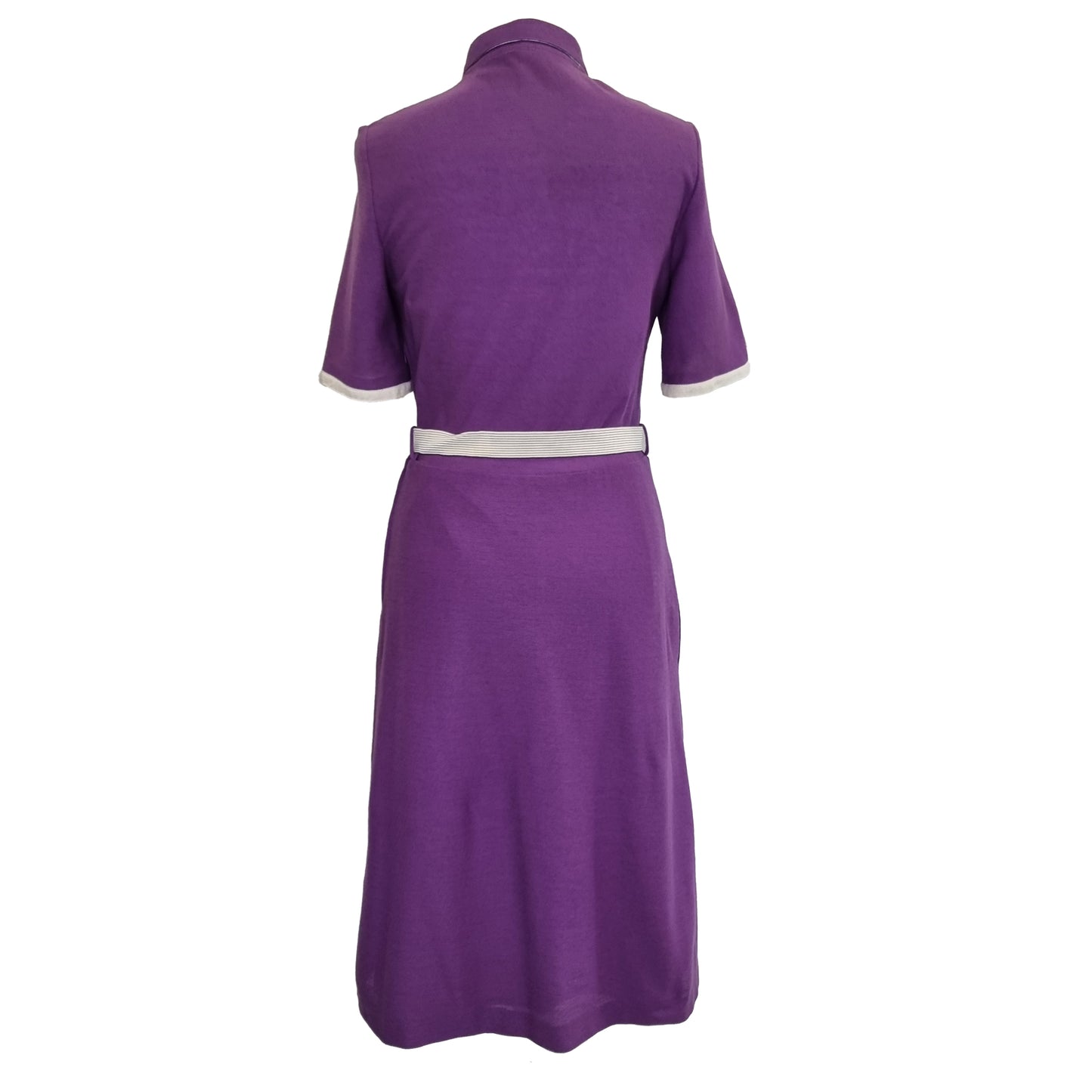 70s Purple Cotton Piqué Jogger Polo Dress With Belt | Vintage