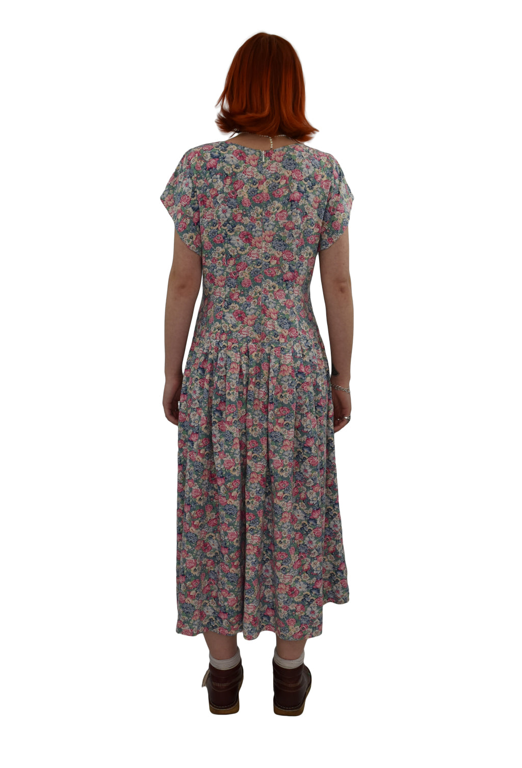 1980’s Floral Midi Dress With Gathered Skirt | Vintage