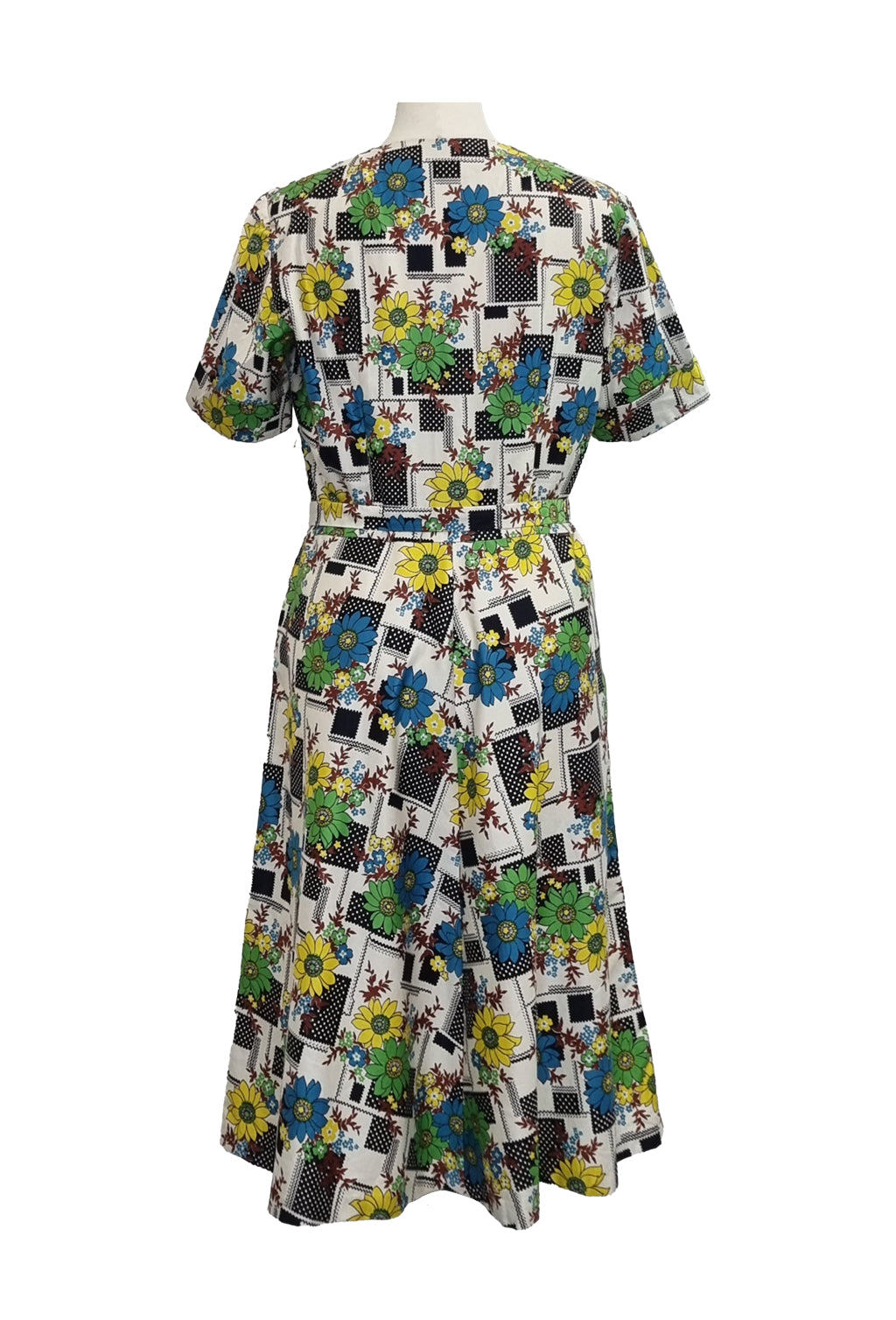 1970’s patchwork and floral print belted dress | Vintage