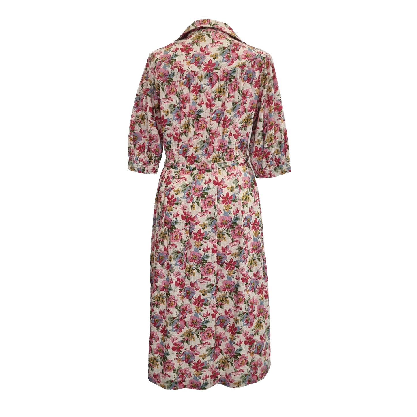 80’s Floral Pink Linen Sun Dress | Vintage