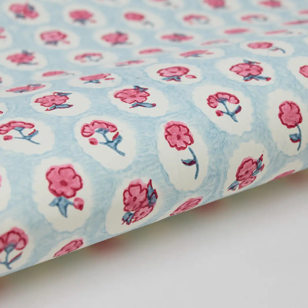 Scallop Tiles Pink Sorbet | Paper Mirchi Block Printed Wrapping Paper