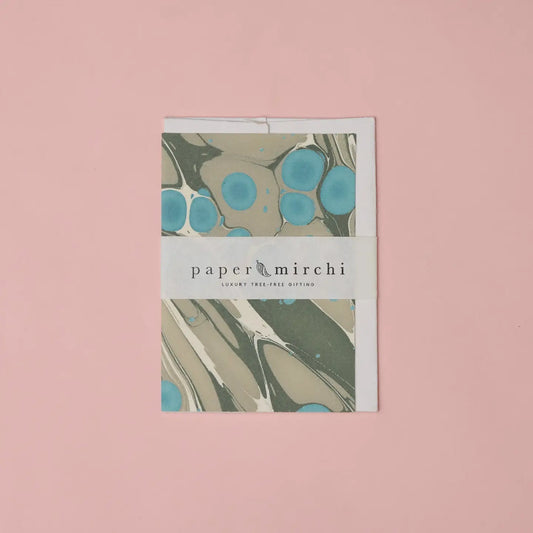 Cosmos Ocean Slate | Paper Mirchi Hand Marbled Greeting Card