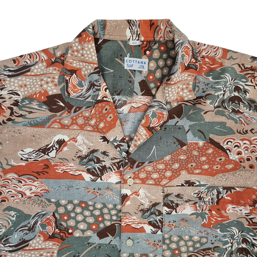 Hawaiian Abstract Landscape Print Shirt | Preloved