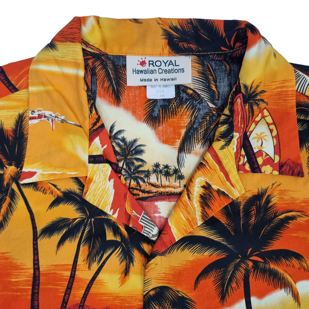 Royal Hawaiian Aloha Orange Wagons Shirt | Vintage