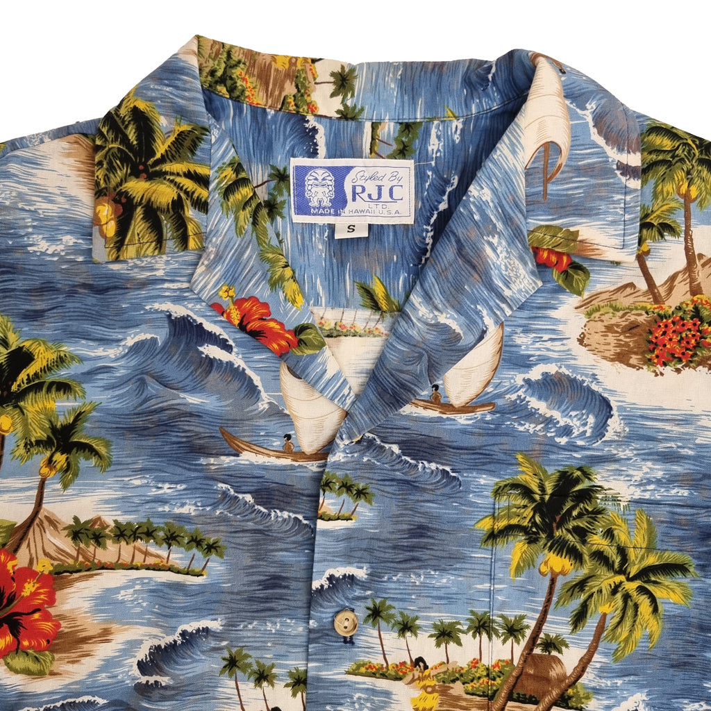 RJC Aloha Hawaiian Hibiscus & Palm Print Shirt | Preloved