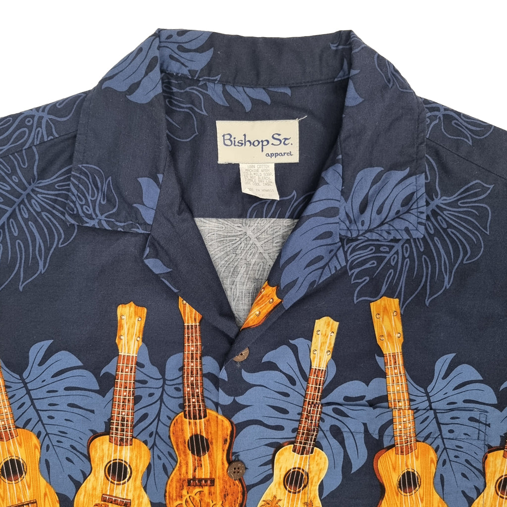 Bishop St Aloha Hawaiian Ukulele Print Shirt S | Preloved