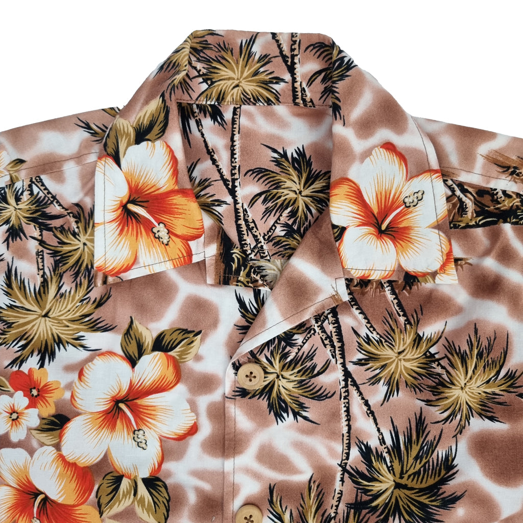 Aloha Hawaiian Tropical Hibiscus Print Orange Shirt | Vintage