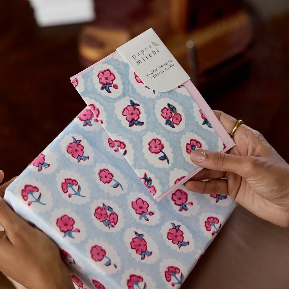 Scallop Tiles Pink Sorbet | Paper Mirchi Block Printed Greeting Card