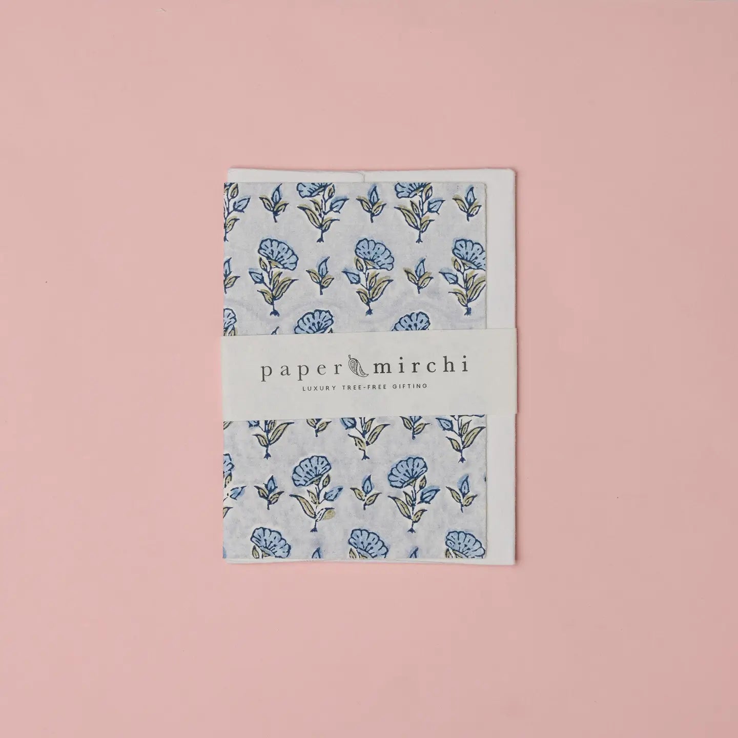 Ditsy Floral Blue Stone | Paper Mirchi Block Printed Greeting Card