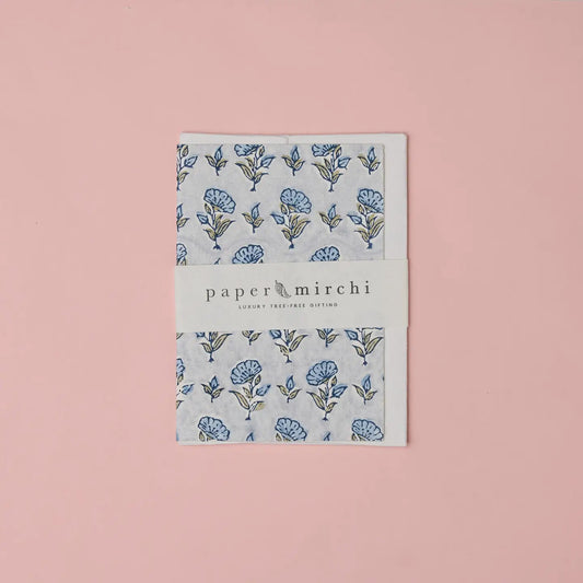 Ditsy Floral Blue Stone | Paper Mirchi Block Printed Greeting Card