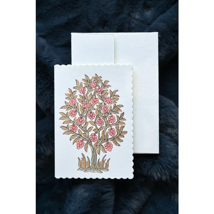 Mogra Coral Block Print | Greeting Card