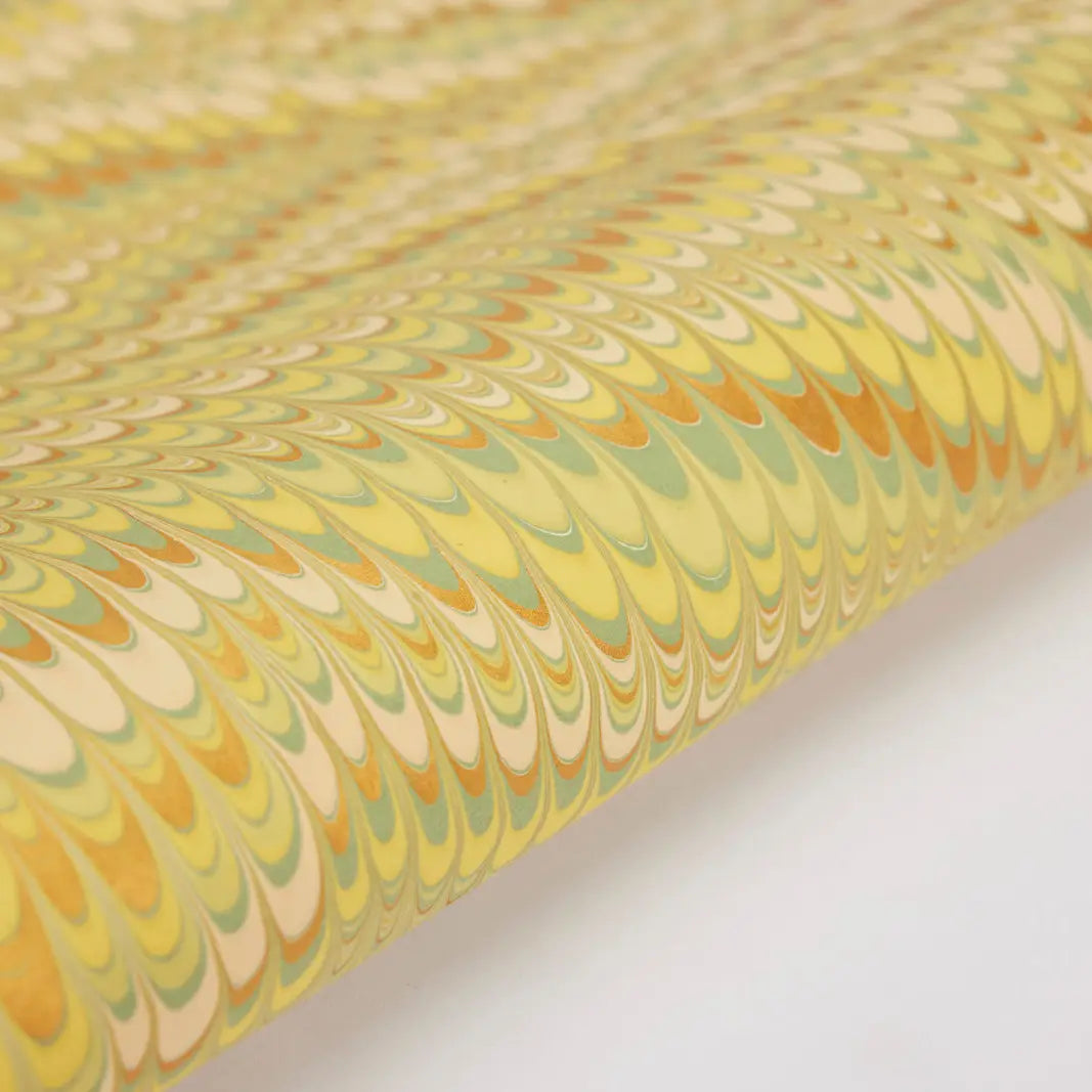 Scallops Daffodil | Paper Mirchi Hand Marbled Wrapping Paper