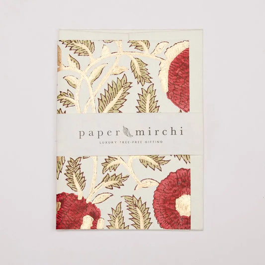Marigold Glitz Scarlet | Paper Mirchi Block Printed Greeting Card