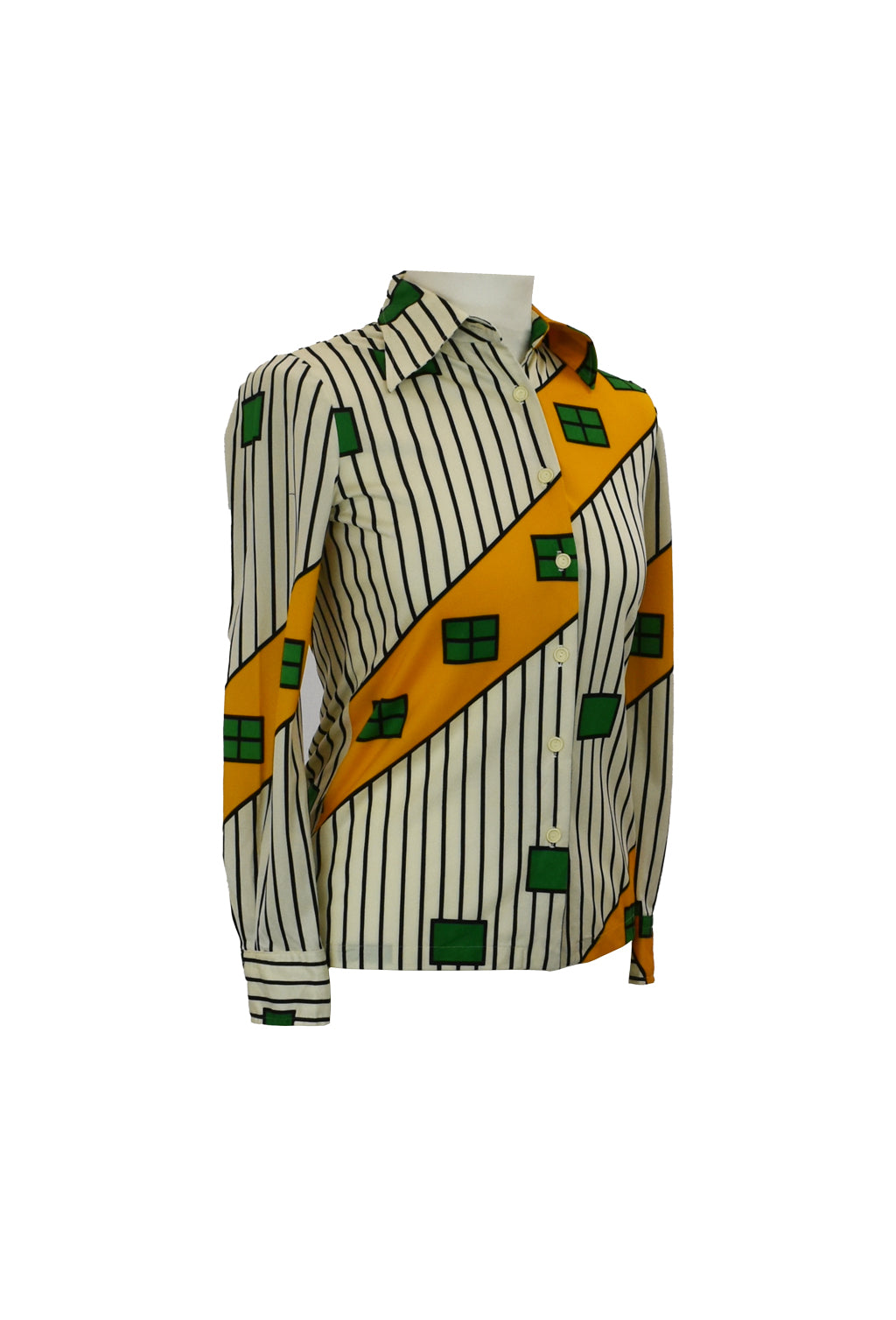 1970’s Dagger Collar Geometric Print Shirt | Vintage