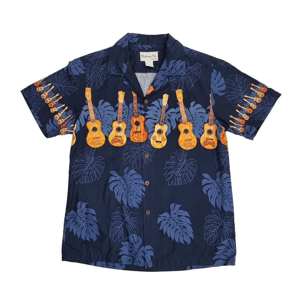 Bishop St Aloha Hawaiian Ukulele Print Shirt S | Preloved