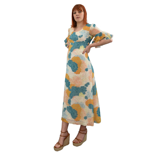 1970's Abstract Floral Dress | Vintage