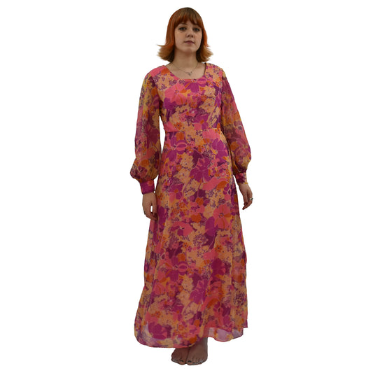 1970’s Pink Floral Maxi Dress | Vintage