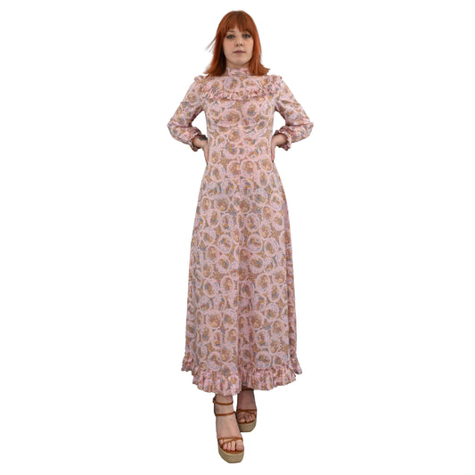 Vintage 1970’s prairie maxi dress pink