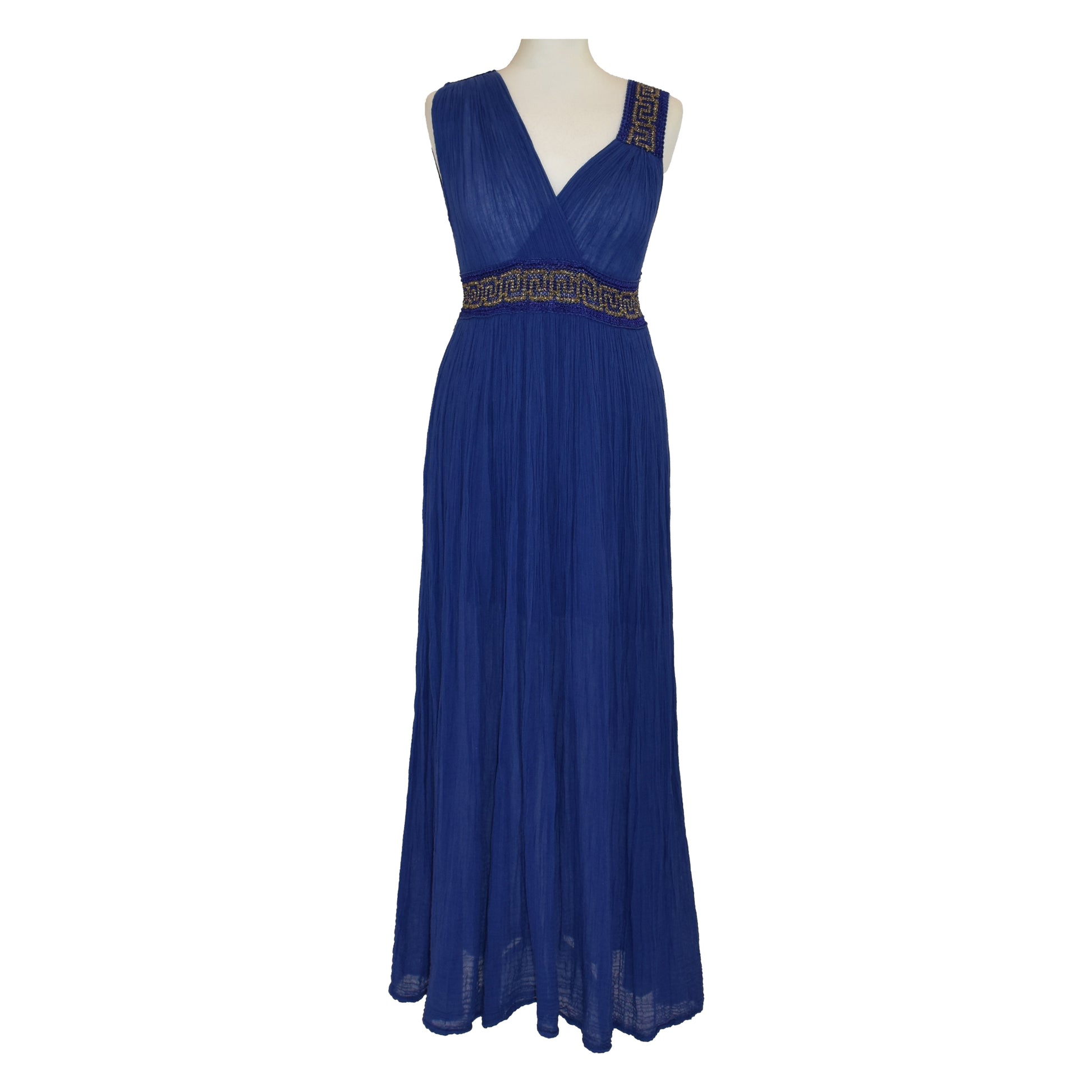 1970's Grecian Style Cheesecloth Blue Maxi Dress | Vintage HOTCAKES 1970's Grecian Style Cheesecloth Blue Maxi Dress | Vintage HOTCAKES