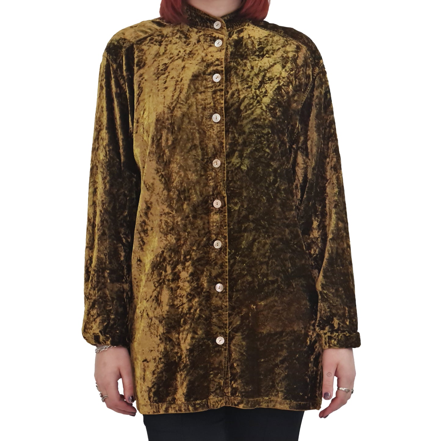 Marina Avraam Longline Velvet Shirt | Vintage