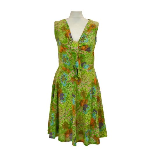 1970’s Green Floral Skater Dress | Vintage