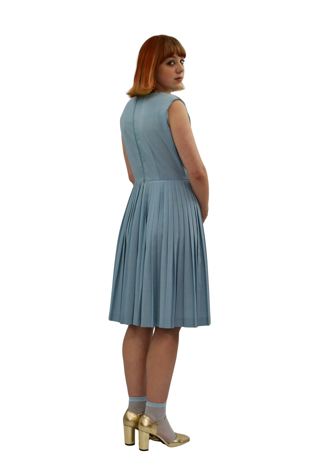 1950's Pleated Bodice Powder Blue Dress | Vintage